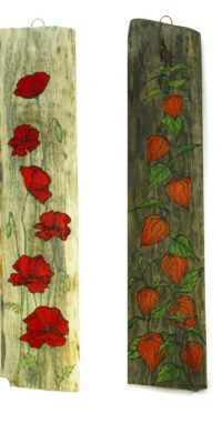 Flowers painted on wood 2014 01