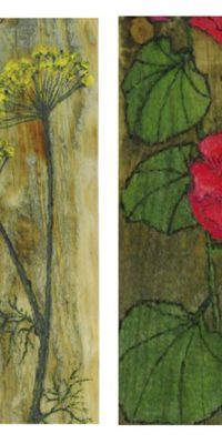 Flowers painted on wood 2014 02