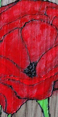 Flowers painted on wood 2014 03