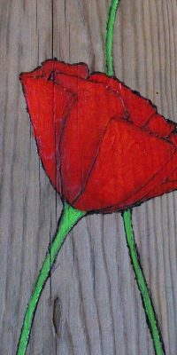Flowers painted on wood 2014 04