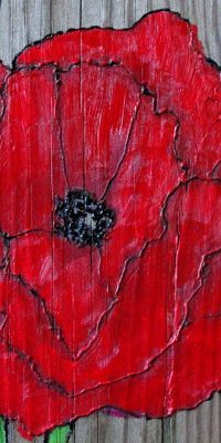 Flowers painted on wood 2014 05