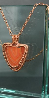 copper pendant wire wrapping with agate 01e