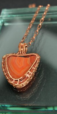copper pendant wire wrapping with agate 01d