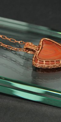 copper pendant wire wrapping with agate 01c