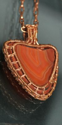 copper pendant wire wrapping with agate 01b