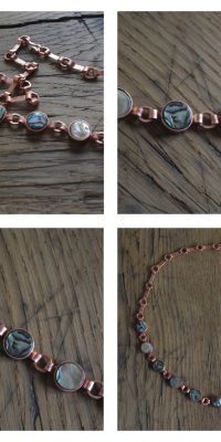 copper jewelry with paua shell 01j