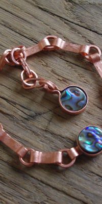 copper jewelry with paua shell 01g