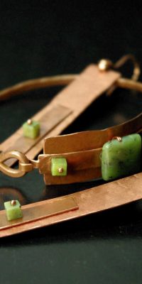 copper bracelet and earrings set 01a