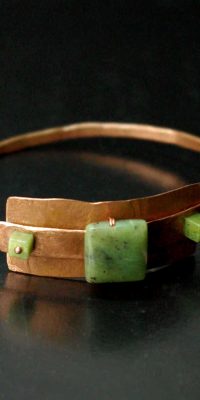 copper bracelet and earrings set 01c