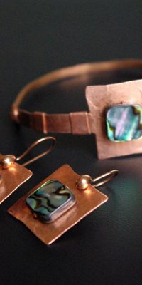 copper bracelet and earrings set 01e