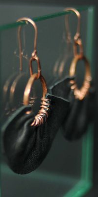 copper earrings with leather 1c