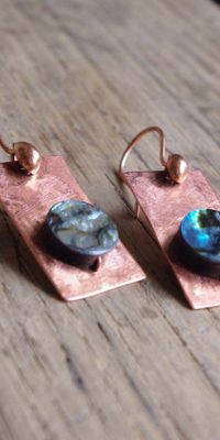 copper earrings with paua shell 02