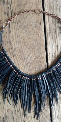 copper necklace with leather 1d