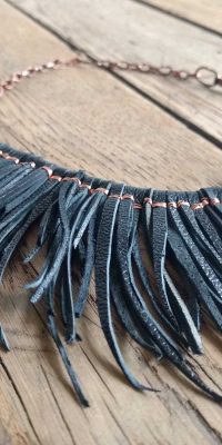 copper necklace with leather 1e