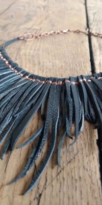 copper necklace with leather 1f