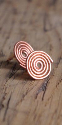 copper wire spiral earrings 1b