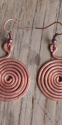 copper wire spiral earrings 1c