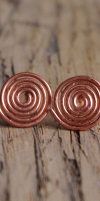 copper wire spiral earrings 1d