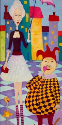 oil painting, matched couple