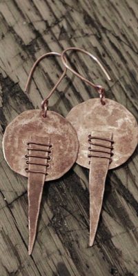 earrings made of copper sheet and wire 01